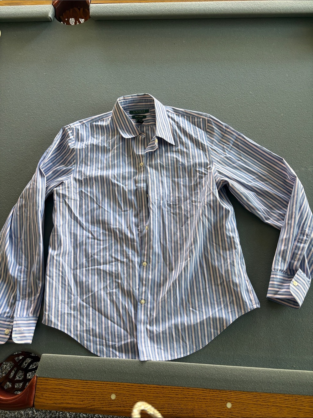 Lauren Ralph Lauren Light Blue, Pink & White Striped Dress Shirt